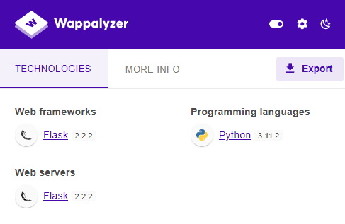Wappalyzer info