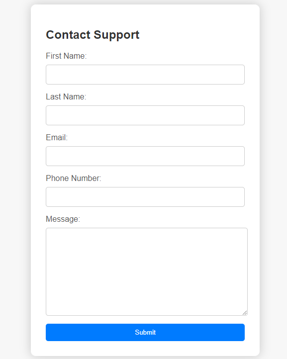Web App Port 5000 support endpoint