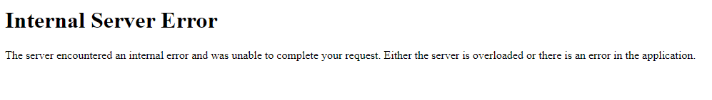 500 internal server error