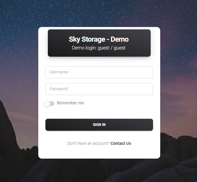 Sky Storage login