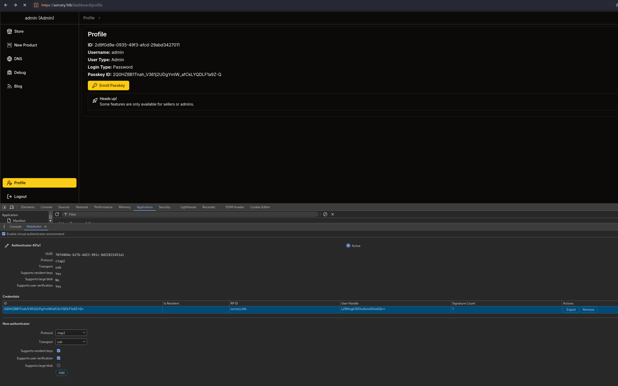 WebAuthn virtual authenticator